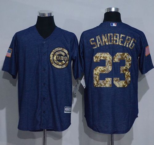 Cubs #23 Ryne Sandberg Denim Blue Salute to Service Stitched MLB Jersey - Click Image to Close